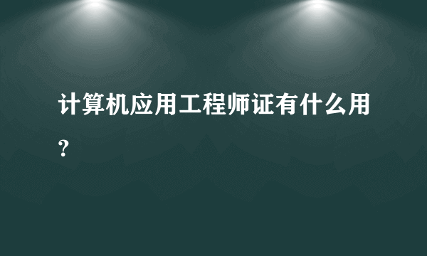 计算机应用工程师证有什么用？