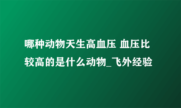 哪种动物天生高血压 血压比较高的是什么动物_飞外经验