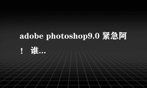 adobe photoshop9.0 紧急阿！ 谁能帮帮我