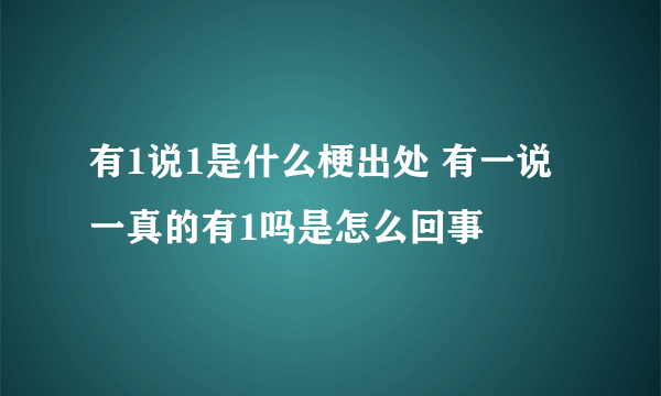 有1说1是什么梗出处 有一说一真的有1吗是怎么回事