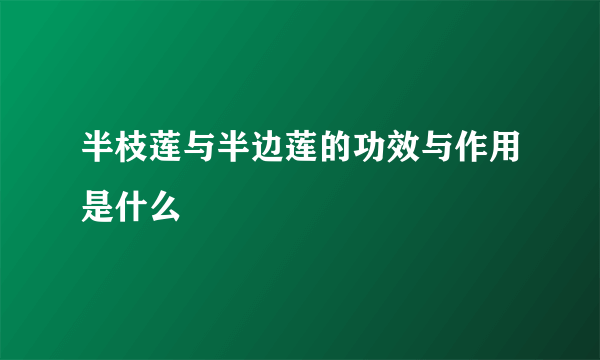 半枝莲与半边莲的功效与作用是什么