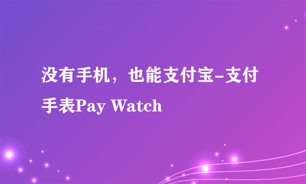 没有手机，也能支付宝-支付手表Pay Watch