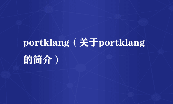 portklang（关于portklang的简介）