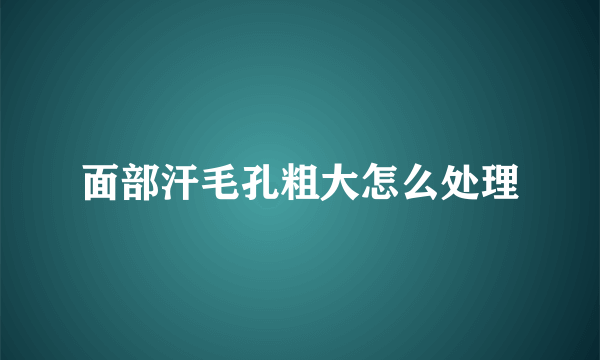 面部汗毛孔粗大怎么处理