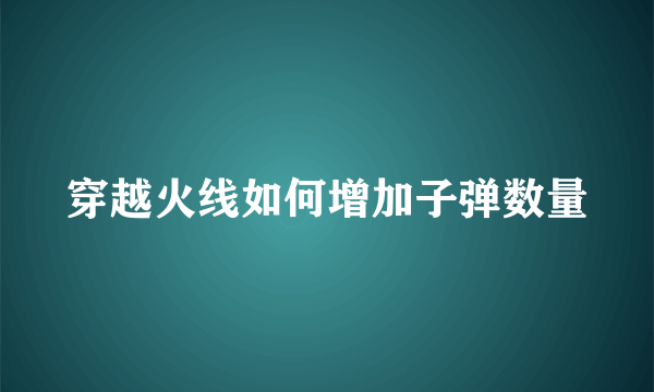 穿越火线如何增加子弹数量