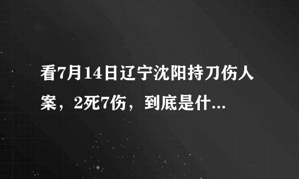 看7月14日辽宁沈阳持刀伤人案，2死7伤，到底是什么触怒了他？