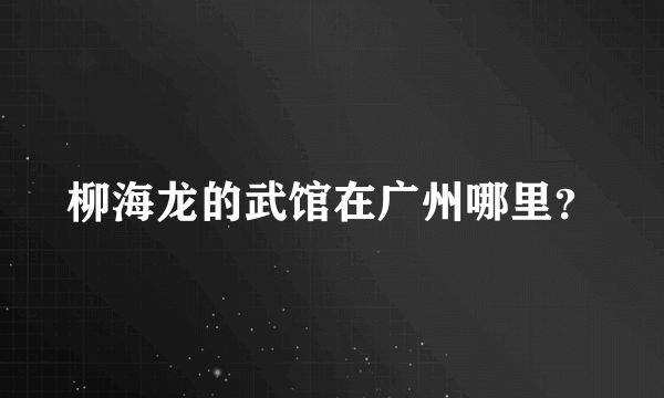 柳海龙的武馆在广州哪里？