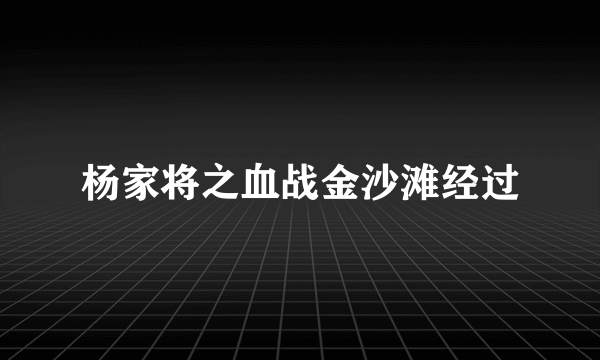 杨家将之血战金沙滩经过