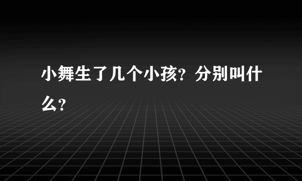 小舞生了几个小孩？分别叫什么？