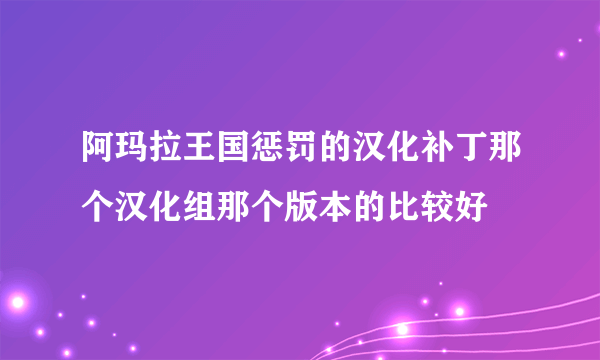 阿玛拉王国惩罚的汉化补丁那个汉化组那个版本的比较好