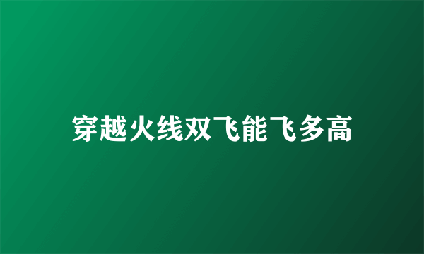 穿越火线双飞能飞多高