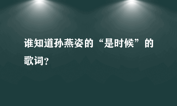 谁知道孙燕姿的“是时候”的歌词？