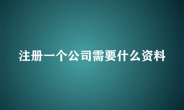 注册一个公司需要什么资料