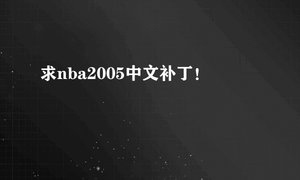 求nba2005中文补丁！