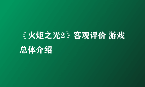 《火炬之光2》客观评价 游戏总体介绍