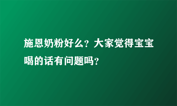 施恩奶粉好么？大家觉得宝宝喝的话有问题吗？