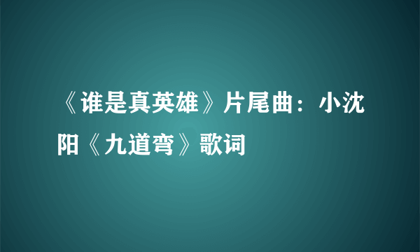 《谁是真英雄》片尾曲：小沈阳《九道弯》歌词