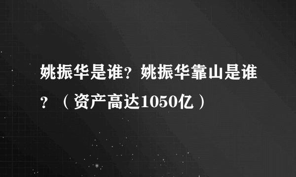 姚振华是谁？姚振华靠山是谁？（资产高达1050亿）