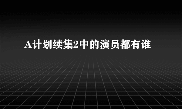 A计划续集2中的演员都有谁