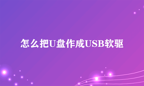 怎么把U盘作成USB软驱