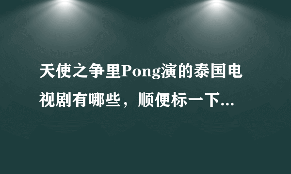 天使之争里Pong演的泰国电视剧有哪些，顺便标一下哪些已经有中文全集的翻译，越多越好，谢谢！