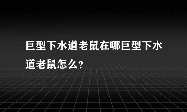 巨型下水道老鼠在哪巨型下水道老鼠怎么？