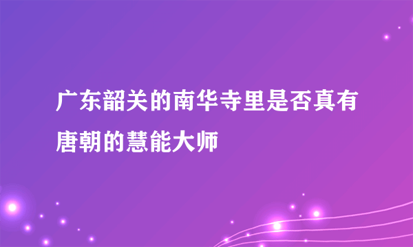 广东韶关的南华寺里是否真有唐朝的慧能大师