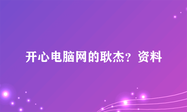 开心电脑网的耿杰？资料