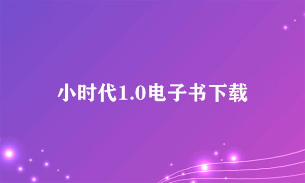 小时代1.0电子书下载