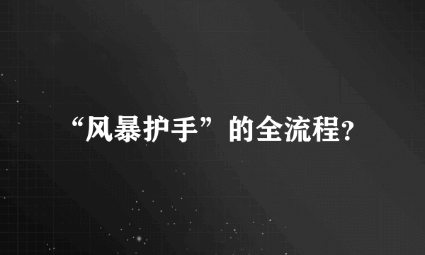 “风暴护手”的全流程？