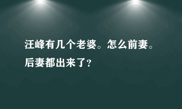 汪峰有几个老婆。怎么前妻。后妻都出来了？