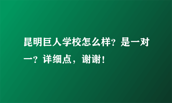 昆明巨人学校怎么样？是一对一？详细点，谢谢！