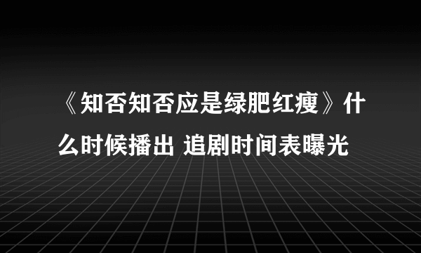 《知否知否应是绿肥红瘦》什么时候播出 追剧时间表曝光