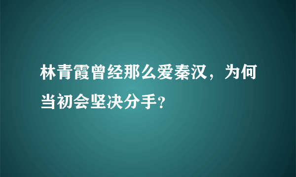 林青霞曾经那么爱秦汉，为何当初会坚决分手？