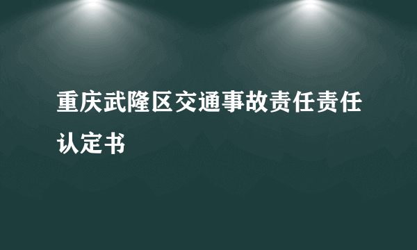 重庆武隆区交通事故责任责任认定书