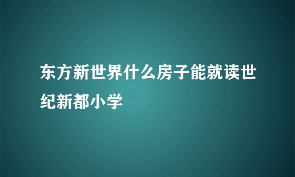 东方新世界什么房子能就读世纪新都小学