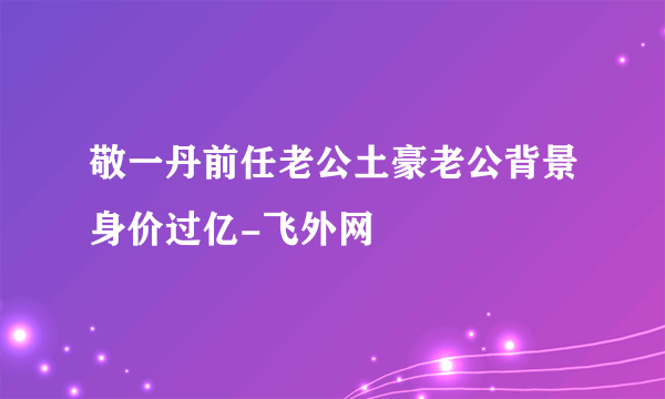 敬一丹前任老公土豪老公背景身价过亿-飞外网