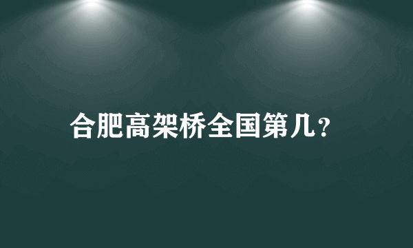 合肥高架桥全国第几？