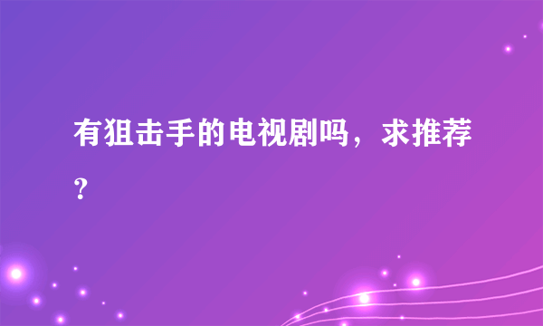 有狙击手的电视剧吗，求推荐？