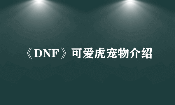 《DNF》可爱虎宠物介绍