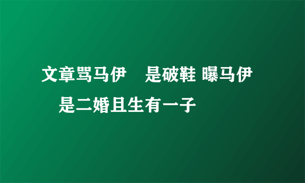 文章骂马伊琍是破鞋 曝马伊琍是二婚且生有一子