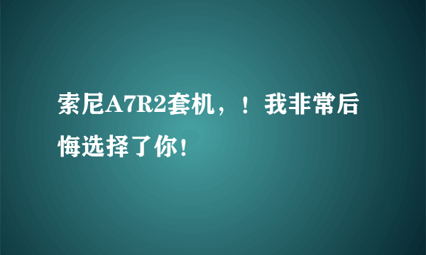 索尼A7R2套机，！我非常后悔选择了你！