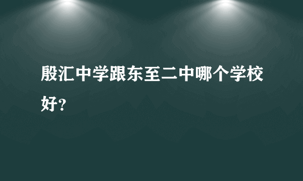 殷汇中学跟东至二中哪个学校好？