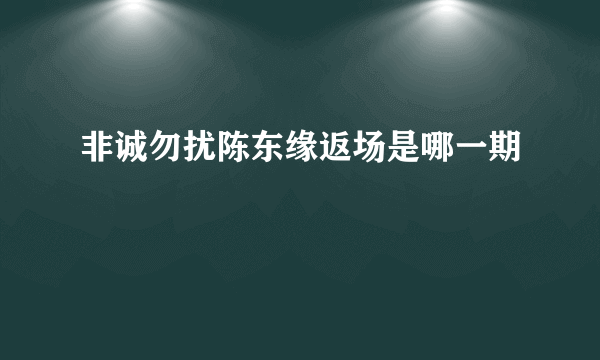 非诚勿扰陈东缘返场是哪一期