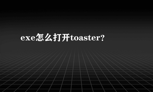 exe怎么打开toaster？