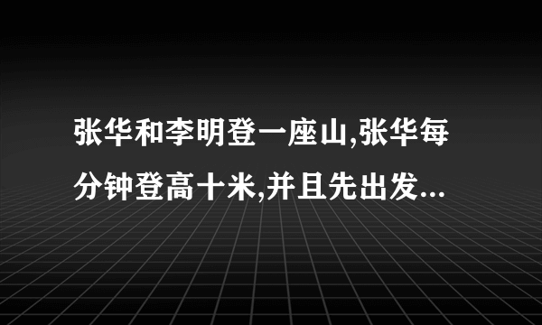 张华和李明登一座山,张华每分钟登高十米,并且先出发30分。李明每分登高15米,