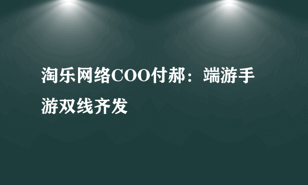 淘乐网络COO付郝：端游手游双线齐发