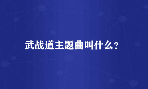 武战道主题曲叫什么？