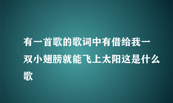 有一首歌的歌词中有借给我一双小翅膀就能飞上太阳这是什么歌