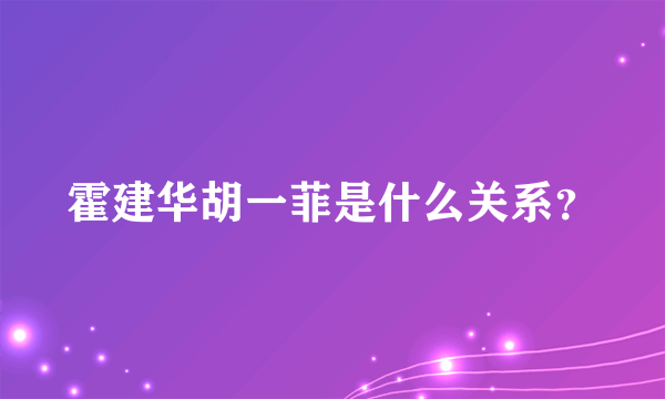 霍建华胡一菲是什么关系？